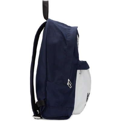 Shop Kenzo Navy And White Limited Edition Large Colorblock Tiger Backpack In 77 Navy