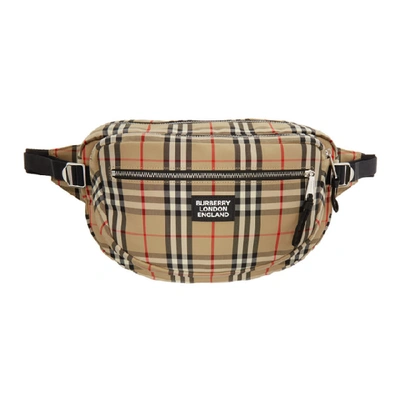 Shop Burberry Beige Vintage Check Belt Bag In Archive Bge