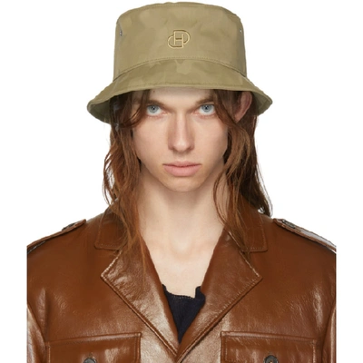 Shop Dheygere Beige Camouflage Double Bucket Hat