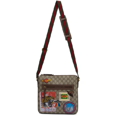 Shop Gucci Beige And Brown Gg Supreme Patches Courier Messenger Bag In 8967 Beige