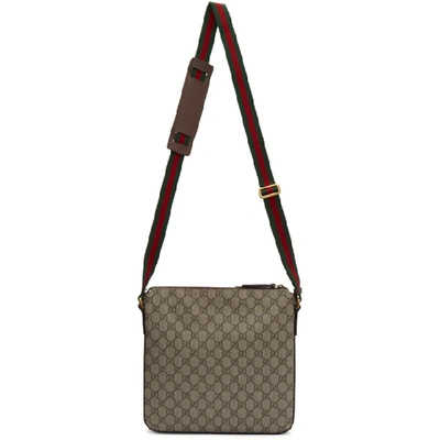 Shop Gucci Beige And Brown Gg Supreme Patches Courier Messenger Bag In 8967 Beige