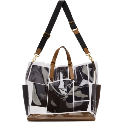 Shop Fendi Transparent And Brown Leather And Fur Forever  Patch Pocket Tote In F18h2 Black
