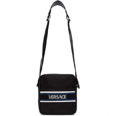 Shop Versace Black Logo Messenger Bag