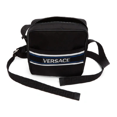 Shop Versace Black Logo Messenger Bag
