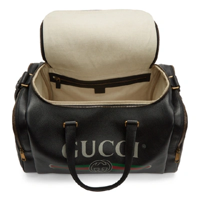 Shop Gucci Black Logo Print Duffle Bag In 8163 Black
