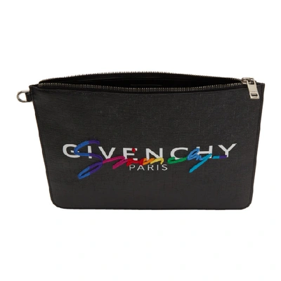 Shop Givenchy Black Large Logo Pouch In 001 Black