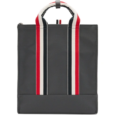 Shop Thom Browne Grey Unlined Canvas Tote Bag In 025 Dk Gry