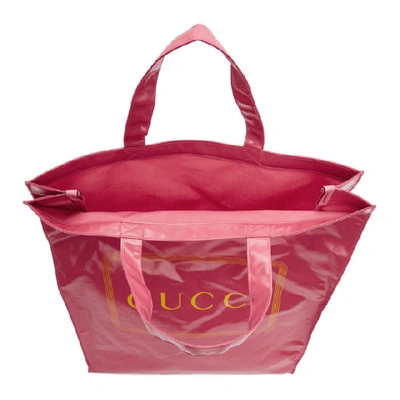 GUCCI 粉色中号徽标托特包