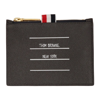 Shop Thom Browne Grey Small Inverted Tbny Paper Label Coin Purse In Charcoal015
