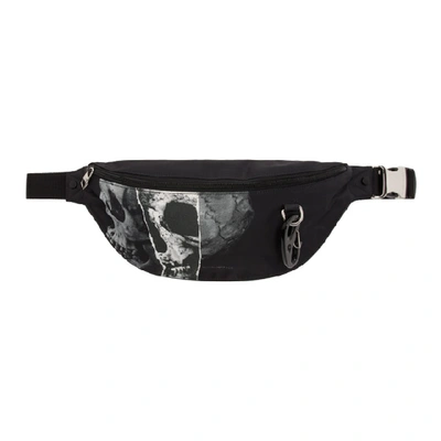 Shop Alexander Mcqueen Black Oversized Harness Bum Bag