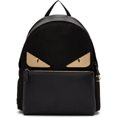 Shop Fendi Black Leather Bag Bugs Backpack