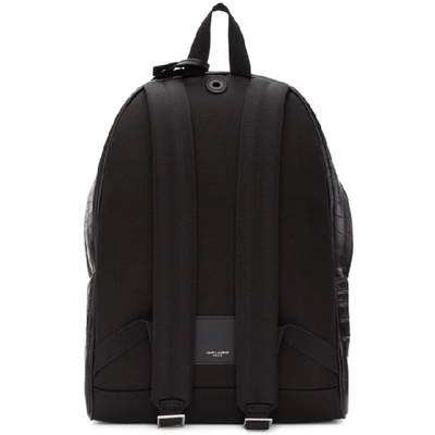 Shop Saint Laurent Black Croc City Backpack In 1000 Nero/n