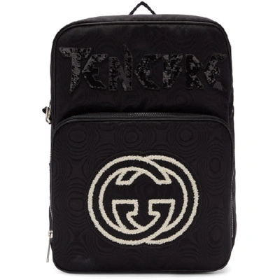 Shop Gucci Black Tenebre Patch Backpack In 1058 Black