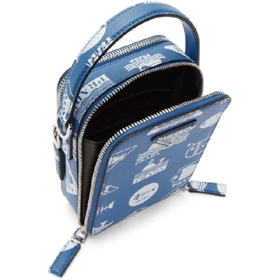 Shop Prada Blue Small Whale Print Messenger Bag