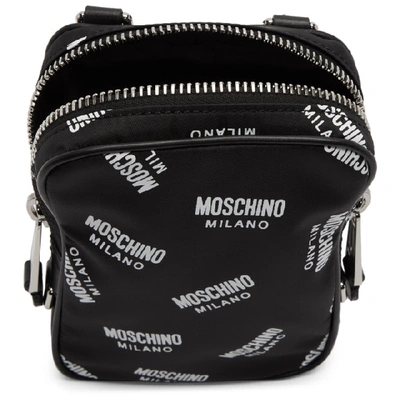 Shop Moschino Black All Over Logo Messenger Bag