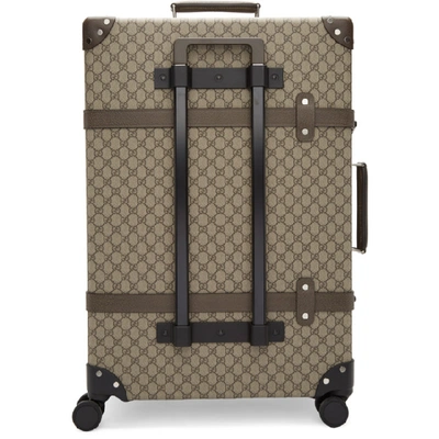 Shop Gucci Beige Globe-trotter Edition Large Gg Suitcase In 8358 Beige
