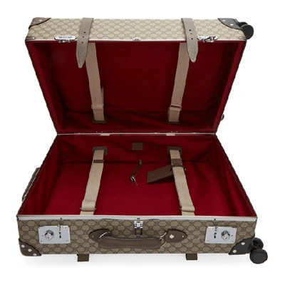 Shop Gucci Beige Globe-trotter Edition Large Gg Suitcase In 8358 Beige