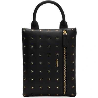 Shop Burberry Black Leather Portrait Tote