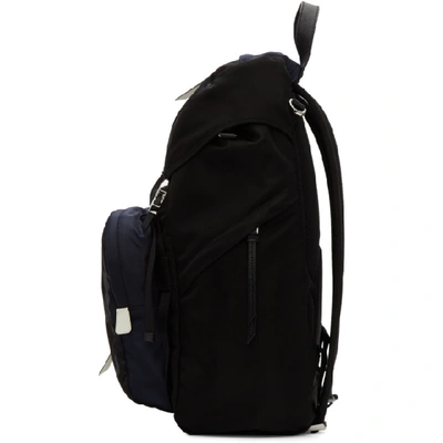 Shop Prada Black Camo Technical Fabric Backpack In Blue/camouflage