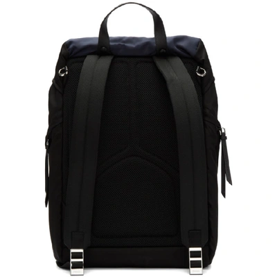 Shop Prada Black Camo Technical Fabric Backpack In Blue/camouflage