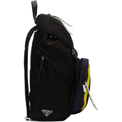 Shop Prada Black Camo Technical Fabric Backpack In Blue/camouflage