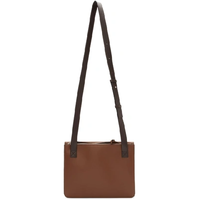 Shop Loewe Brown Gusset Flap Messenger Bag In 3200cognac
