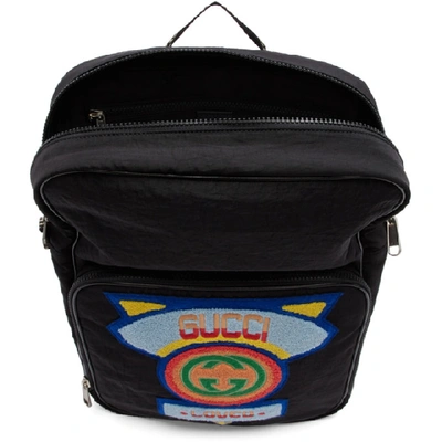 Shop Gucci Black Medium 80's Patch Backpack In 8564 Black