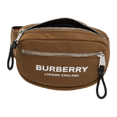 Shop Burberry Brown Small Print Bum Bag In Dark Camel