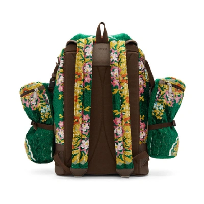 Shop Gucci Green Oversized Tapestry Backpack In 3091 Green
