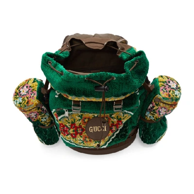 Shop Gucci Green Oversized Tapestry Backpack In 3091 Green