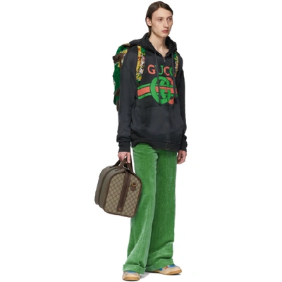 Shop Gucci Green Oversized Tapestry Backpack In 3091 Green