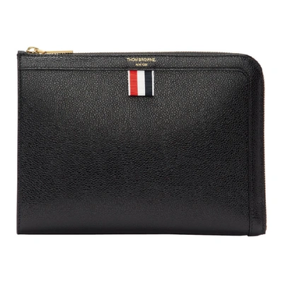 Shop Thom Browne Black Mini Gusset Portfolio In 001 Black