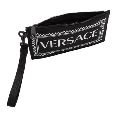 Shop Versace Black And White Logo Pouch In Knbn Black