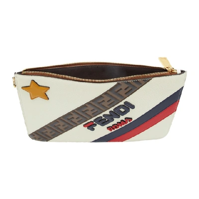 Shop Fendi White Striped  Mania Pouch In F15ar