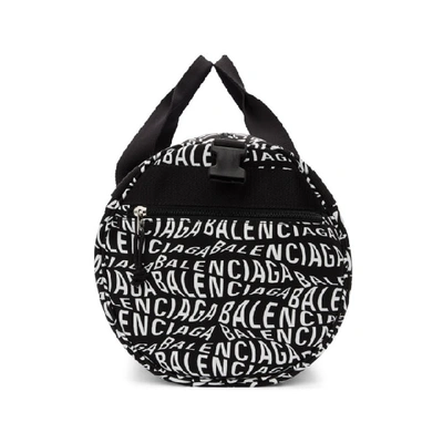 Shop Balenciaga Black And White Logo Wave Gym Bag In 1060 Blkwht