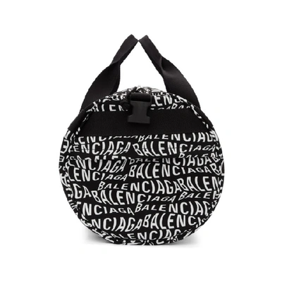 Shop Balenciaga Black And White Logo Wave Gym Bag In 1060 Blkwht