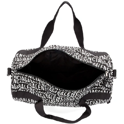Shop Balenciaga Black And White Logo Wave Gym Bag In 1060 Blkwht
