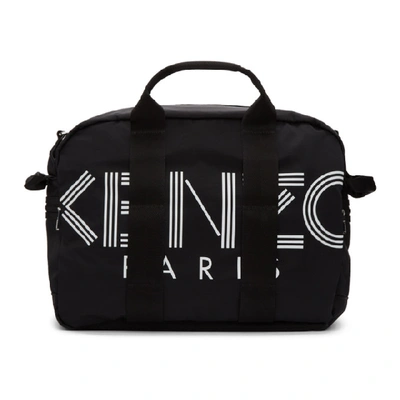 Shop Kenzo Black Logo Duffle Bag In 99 - Black
