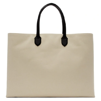 Shop Burberry Off-white Logo Tote In Natural