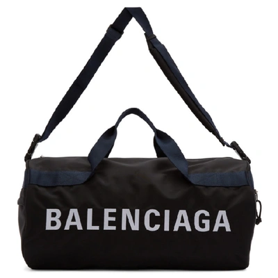 Shop Balenciaga Black And Navy Wheel Gym Bag In 1090 Blknvy