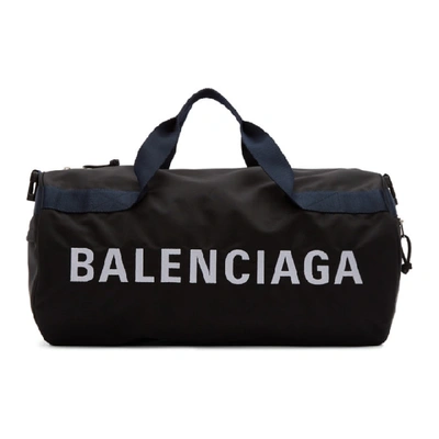 Shop Balenciaga Black And Navy Wheel Gym Bag In 1090 Blknvy