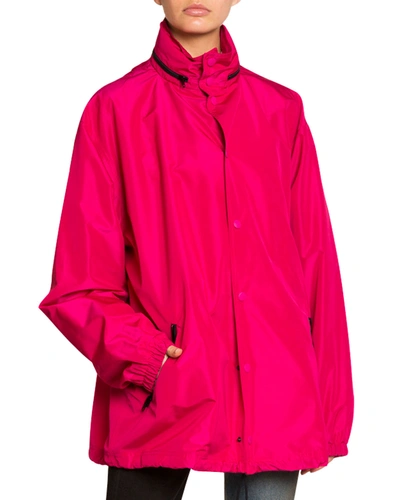 Shop Balenciaga Hooded Wind-resistant Jacket In Fuchsia