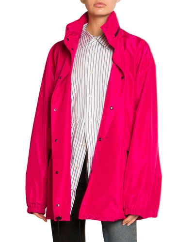 Shop Balenciaga Hooded Wind-resistant Jacket In Fuchsia