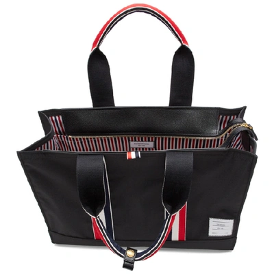 Shop Thom Browne Black Zip-top East West Tote In 001 Black