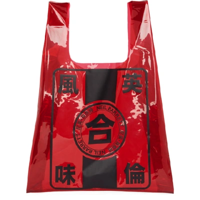 Shop Neil Barrett Red And Black Pvc Supermarket Tote In 1097 Redblk