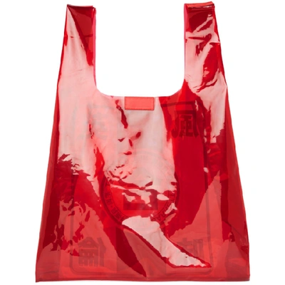 Shop Neil Barrett Red And Black Pvc Supermarket Tote In 1097 Redblk