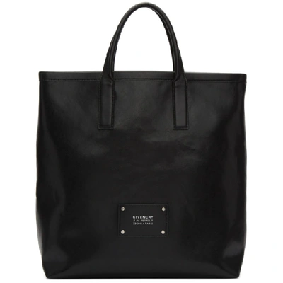 Shop Givenchy Black Leather Tag Tote In 001 Black