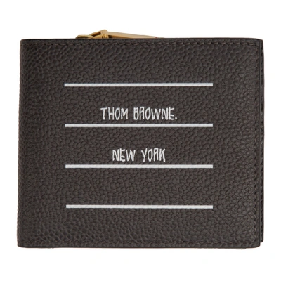 Shop Thom Browne Grey 'tbny' Paper Label Bifold Wallet