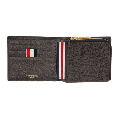 Shop Thom Browne Grey 'tbny' Paper Label Bifold Wallet