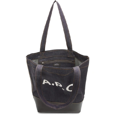 Shop Apc A.p.c. Navy Axel Tote In Iak Dk Navy